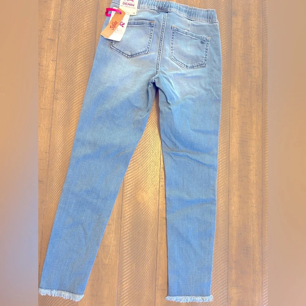 Justice Girls Denim Jeans Elastic Waist-Size 12 Distressed New W/ Tags!